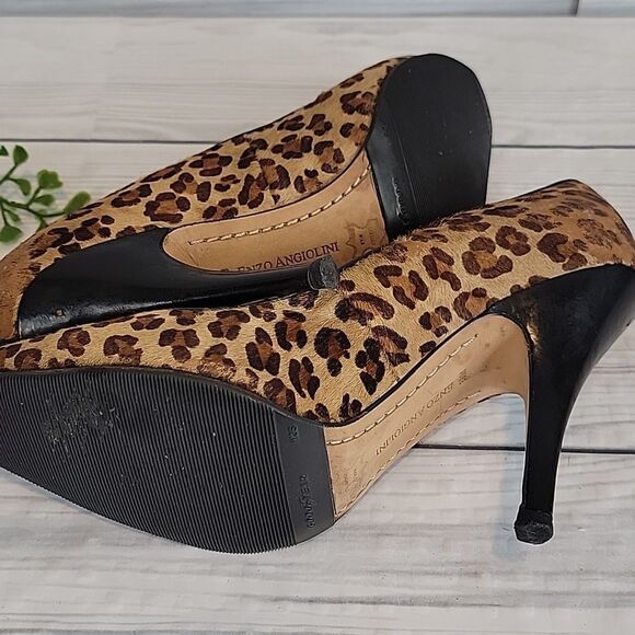 Enzio Angiolini Leopard Print Heeled Pumps Womens Size 8.5 - Picture 9 of 11